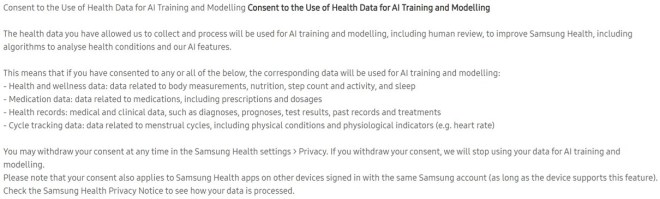 Samsung Health veri onayı