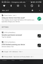 Power Center notification - Blackberry KEY2 review