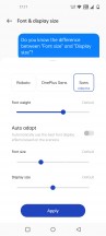 Display settings - OnePlus 9RT hands-on review