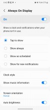 Always-on display options - Samsung Galaxy S23 review