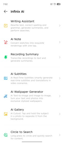 Infinix AI menus - Infinix Hot 60 Pro+ review