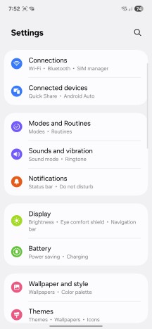 settings menu - Samsung Galaxy A26 review