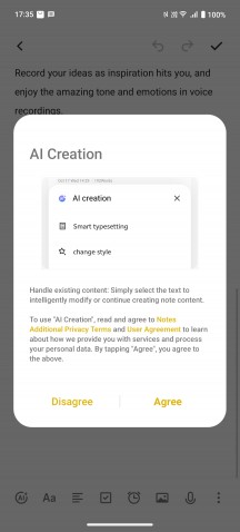 AI in Notes app - vivo V60 review